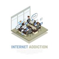 Internet Addiction Isometric Background Vector Illustration