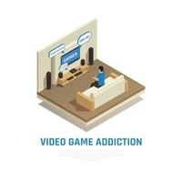 Isometric Videogame Addiction Background Vector Illustration