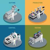 Ilustración de vector de concepto de diseño de producción de semiconductores