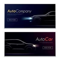 Cartrader Horizontal Banners Set Vector Illustration