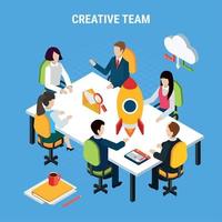 Isometric Brainstorming Business Background Vector Illustration