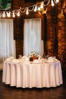 Banquet hall for weddings with decorative elements photo