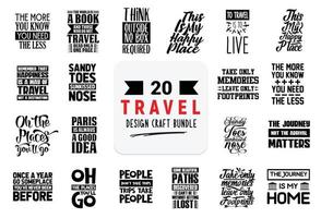 Craft design bundle with travel lettering quotes. vector