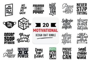 Craft design bundle with motivational lettering quotes. vector