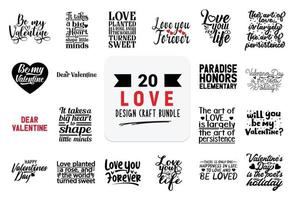 Craft design bundle with love lettering quotes. vector