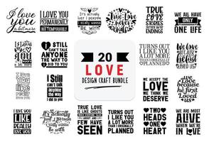 Craft design bundle with love lettering quotes. vector