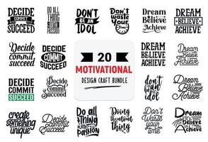 Craft design bundle with motivational lettering quotes. vector