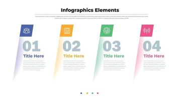 elementos de infografías de negocios. Línea de tiempo de 4 pasos con nivel e iconos. ilustración vectorial vector