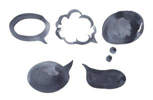 Set of speech bubbles on white background. Watercolor illustration. vector