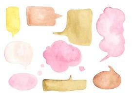 Set of speech bubbles on white background. Watercolor illustration. vector