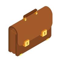Briefcase. 3d Isometric Briefcase icon. Brown briefcase with golden lock. Briefcase male brown. Business portfolio illustration, office suitcase. vector