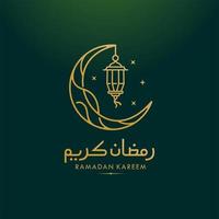 simple ramadan Kareem arabic caligraphy vector , Eid Mubarak Greeting Line icon minimal and simple vector design with mosque Glowing Lantern and hanging crescent moon star for background and Banner