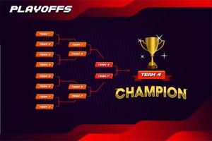 modern sport game tournament championship contest stage bracket board vector with gold champion trophy prize icon illustration background in tech theme style layout.