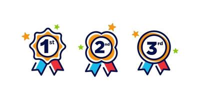 1st 2nd 3rd medal first place second third award winner badge guarantee winning prize ribbon symbol sign icon logo template Vector clip art illustration