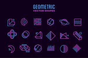set of neon purple and pink abstract Geometric shape icon collection withdesign elements, template for your project, advertisement, commercial banner, poster and animation vector