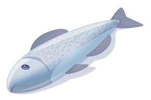 vector fish illustration blue fish 3d rendering lying on a surface isolated on white background