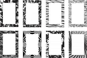 Black vector rectangle frames. Collection of grunge textured frames isolated on white background. Borders for images or text, copy space