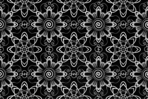 abstract seamless repeat pattern, black and white, floral repeating pattern monochrome, mandala textile vector