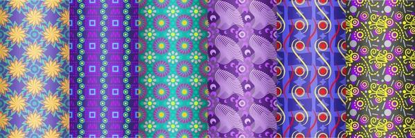 floral seamless pattern set, collection of repeating colorful patterns, for your design, as fabric, wrapping paper, textile, web, backgrounds vector