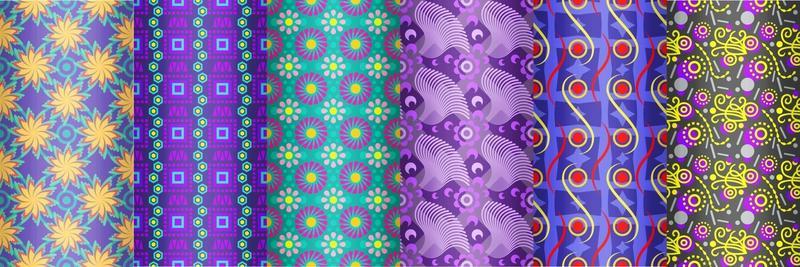 floral seamless pattern set, collection of repeating colorful patterns, for your design, as fabric, wrapping paper, textile, web, backgrounds
