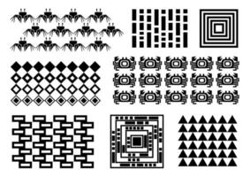 conjunto de memphis, cangrejos, rectángulos, triángulos, patrón de cangrejo, repetición, diseño de portada, patrones simples negros estilo de memphis vector