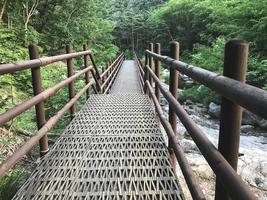 el pequeño puente de hierro en el parque nacional de seoraksan. Corea del Sur foto
