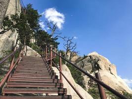 Stairs up and beautiful mountains of Seoraksan National Park. South Korea photo