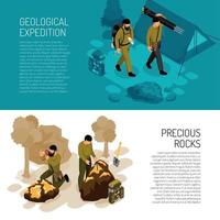 Geologist Isometric Banners Vector Illustration