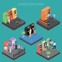 Vending Machines Isometric Composition Vector Illustration