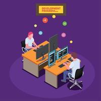 Game Development Isometric Background Vector Illustration