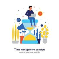 Time Management Flat Composition Vector Illustration