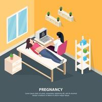 Pregnancy Examination Isometric Background Vector Illustration