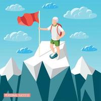 Summited Peak Success Background Vector Illustration