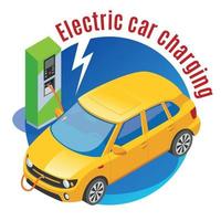 Electromobile Charging Station Background Vector Illustration