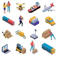 Isometric Delivery Set Vector Illustration