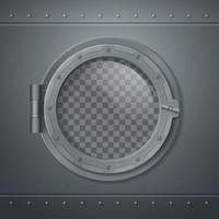 Gray Metal Porthole Realistic Composition Vector Illustration