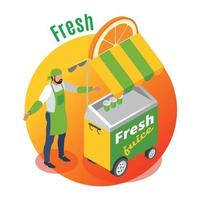 Street Food Fresh Juice Background Vector Illustration