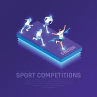 Ilustración de vector de composición isométrica de competición deportiva vr