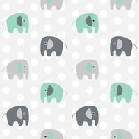 Seamless Pattern Elephants and Dots vector