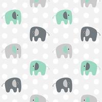 Seamless Pattern Elephants and Dots vector