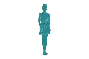 ilustración vectorial de mujer elegante posando, estilo plano con contorno vector