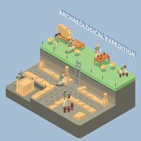 Archeology Isometric Compositon Vector Illustration