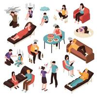 Depression Isometric Set Vector Illustration