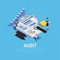 Audit Accounting Isometric Composition Vector Illustration