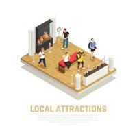 Ilustración de vector de composición de viajes de personas de atracciones locales