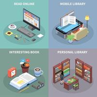 Reading And Library Concept Icons Set Vector Illustration