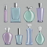 Botellas de vidrio de perfume establecen ilustración vectorial vector