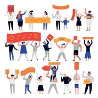 Protesting People Set Vector Illustration