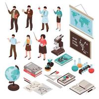 Teachers And School Set Vector Illustration