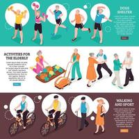 Senior People Banners Set Vector Illustration